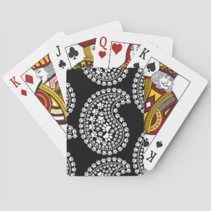Paisley Mönster, vit Hund Paw Skriv ut Paisley Casinokort