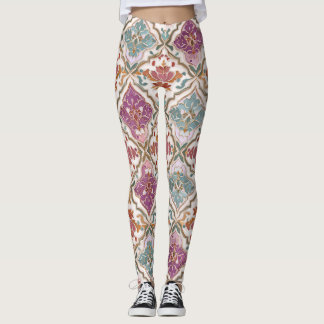 Paisley Mosaic Pattern | Earth and Jewel Tone Leggings