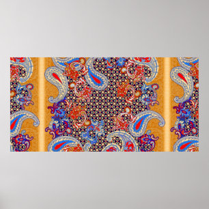 Paisley multifärgad scarf-design poster