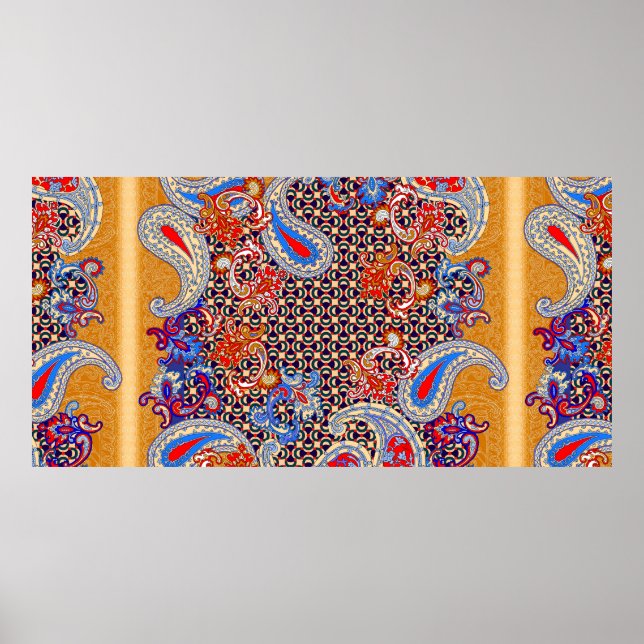 Paisley multifärgad scarf-design poster (Framsidan)