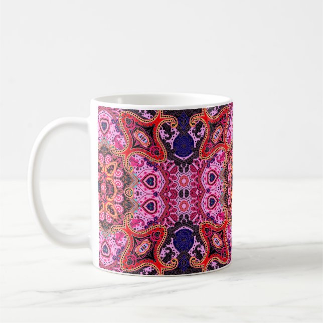 Paisley multifärgad - skarvfri sjalabbdesign mönst kaffemugg (Vänster)