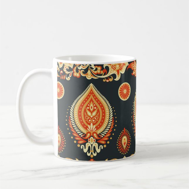 Paisley Oriental Ethnic Fabric Kaffemugg (Vänster)