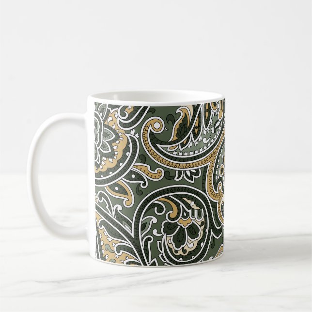 Paisley Oriental Ethnic, Vintage Sömlös. Kaffemugg (Vänster)