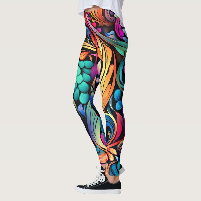 Paisley ornamental mönster leggings (Vänster)