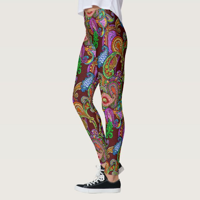 Paisley på rödbrunt leggings (Vänster)