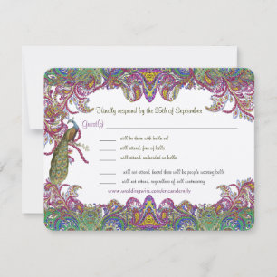Paisley Påfågel Färger RSVP OSA Kort