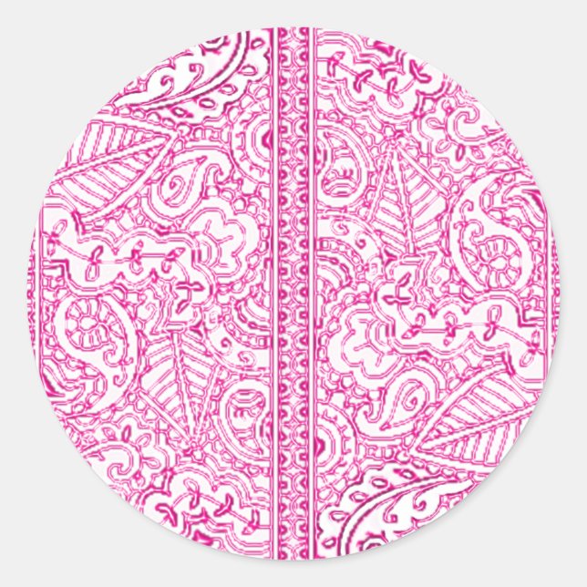 Paisley Passion - Rosa (Henna) Runt Klistermärke (Framsida)