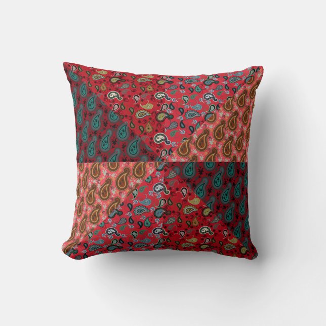 Paisley Patchwork, Boho Stil, Hippie Dekorativ kud Kudde (Framsida)