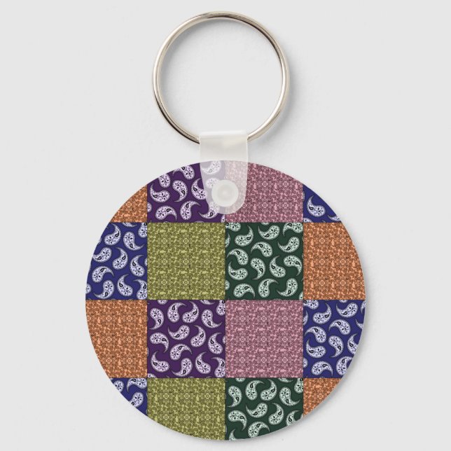 Paisley Patchwork Mönster Keychain Nyckelring (Framsida)