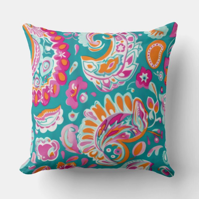 Paisley Pattern Boho Floral Decorative Kudde (Framsida)