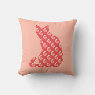 Paisley Patterned Cat - Korallfärgade Orangar Kudde