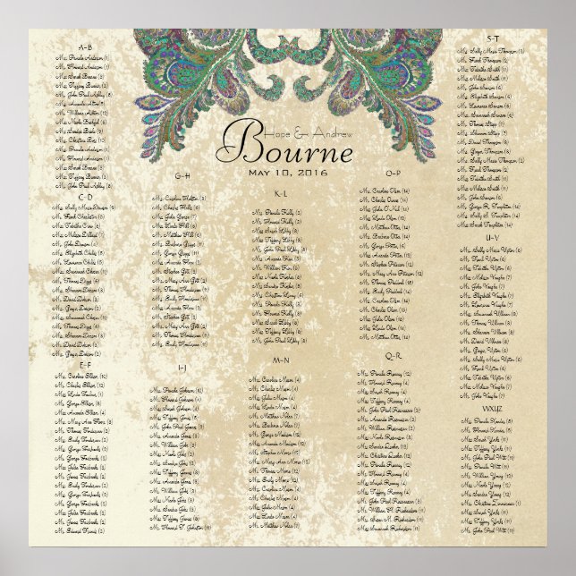 Paisley Peacock- Använda 35 x 35 storlek (200 gäst Poster (Framsidan)