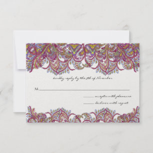 Paisley Peacock Chateau-inbjudningar till Rosa brö Inbjudningar