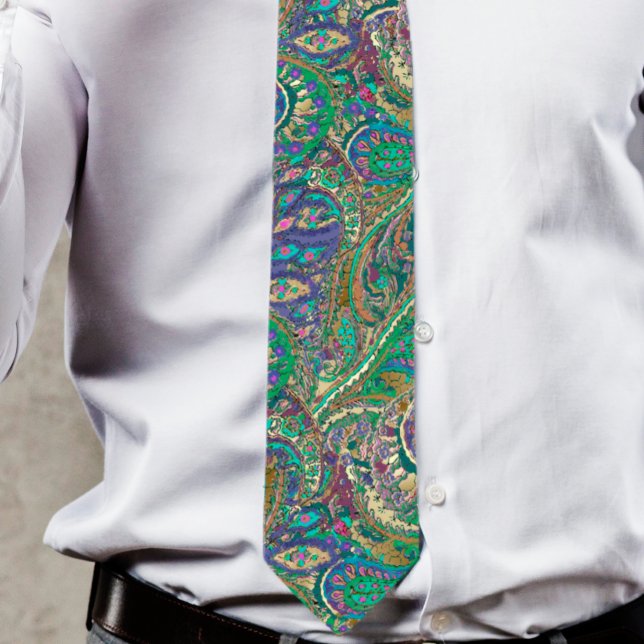 Paisley Peacock Färg Bröllop Tie Slips (Skapare uppladdad)