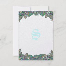 Paisley Peacock Färg bröllopskort Inbjudningar