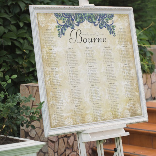 Paisley Peacock Färg Reception Sittschema Poster (Skapare uppladdad)