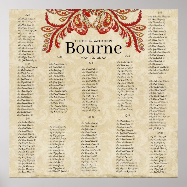 Paisley Peacock Red Earth Tonee 200 gäster Poster (Framsidan)