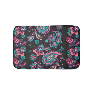 Paisley Rand: Black Decorative Seamless Badrumsmatta