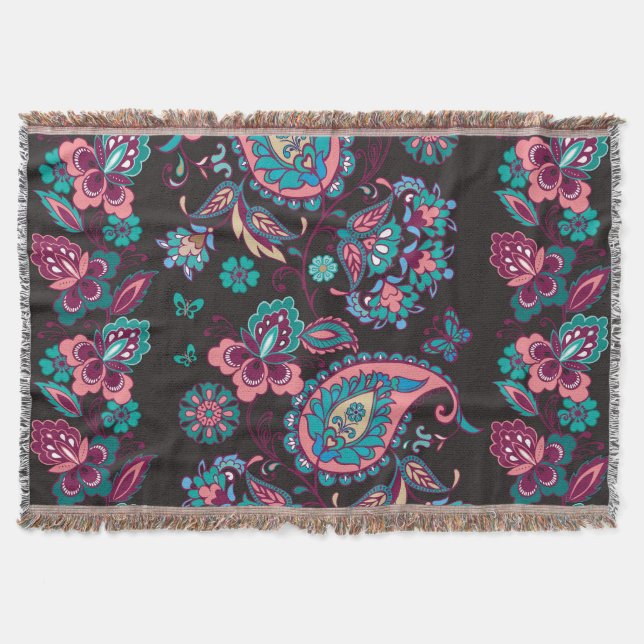 Paisley Rand: Black Decorative Seamless Filt (Framsidan)