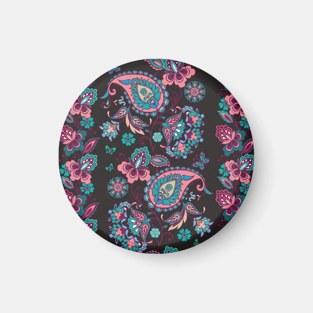 Paisley Rand: Black Decorative Seamless Magnet (Framsidan)