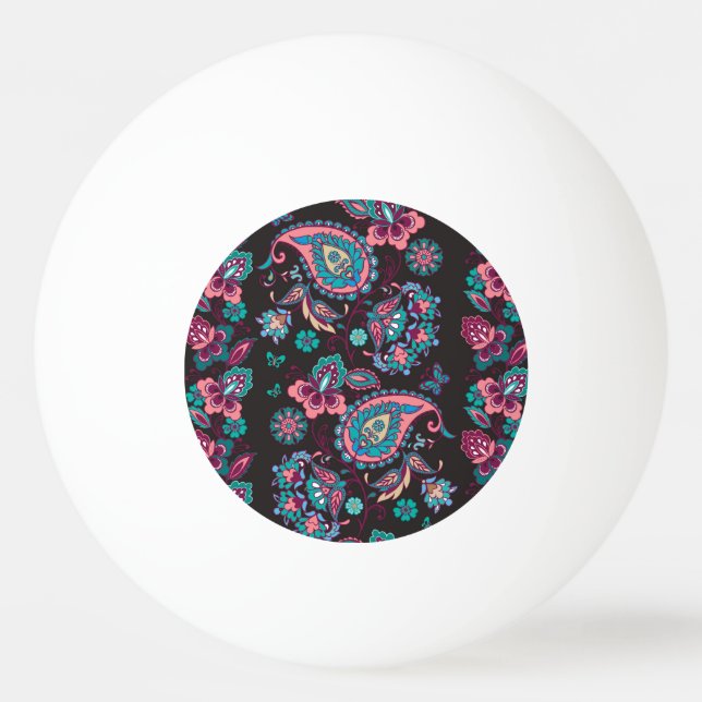 Paisley Rand: Black Decorative Seamless Pingisboll (Framsidan)