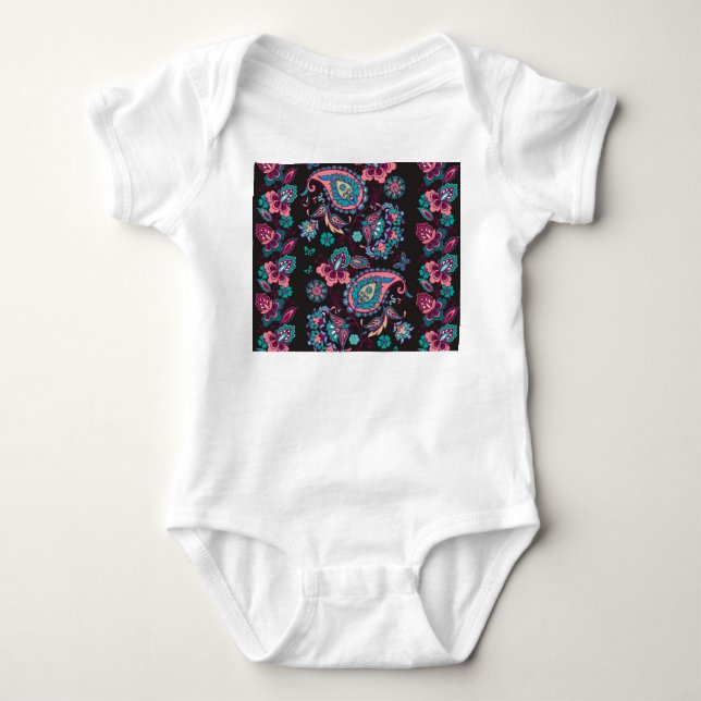 Paisley Rand: Black Decorative Seamless T Shirt (Framsida)