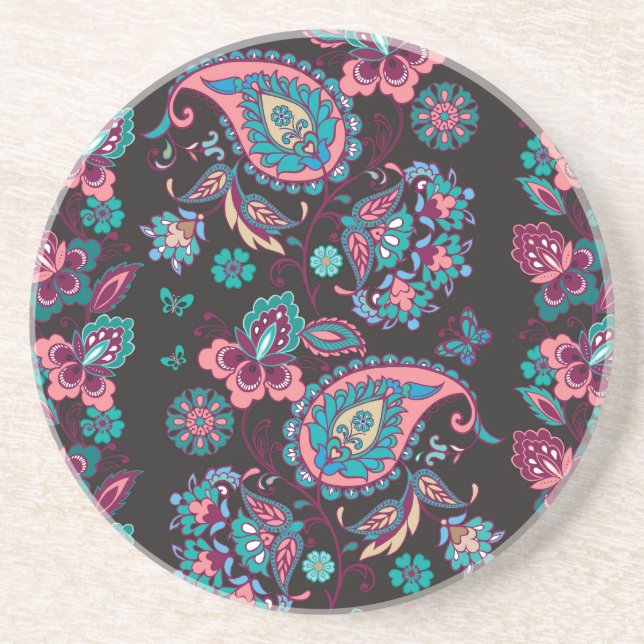 Paisley Rand: Black Decorative Seamless Underlägg (Framsidan)