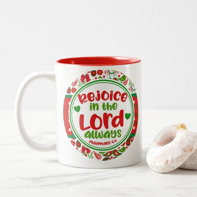Paisley Rejoice i Lord Always Faith Två-Tonad Mugg (Med munk)