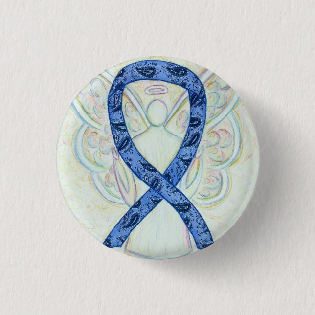 Paisley Ribbon Angel Thyroid Disease Awareness Pin Knapp (Framsida)