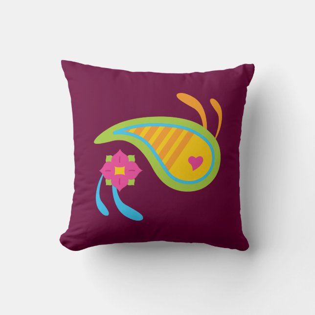 Paisley Roligt Kudde (Framsida)