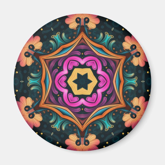 Paisley Rosa Blommig Blomma 6a4 Magnet (Framsidan)