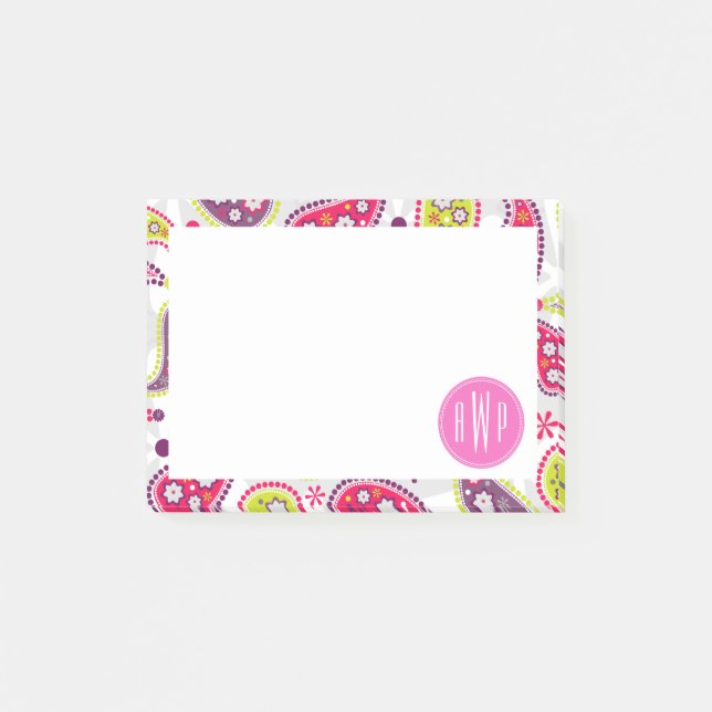 Paisley & rosa Monogram Post-it Block (Framsida)