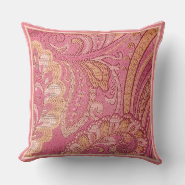 Paisley Rosa och Orange Pillow Kudde (Framsida)