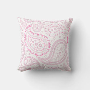 Paisley Rosa på Vit Kuddslip Kudde