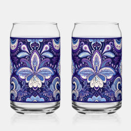 Paisley Royal Blue Soda Glass