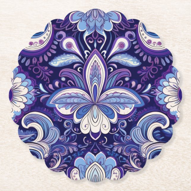 Paisley Royalblå Underlägg Papper (Framsida)