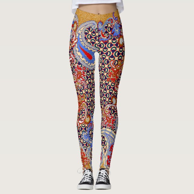 Paisley Scarf: Multifärgad Fabric Design Leggings (Framsida)