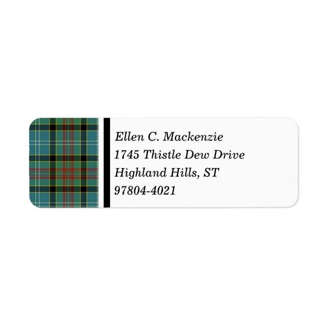 Paisley Scotland District Tartan Returadress Etikett (Framsidan)