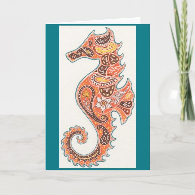 Paisley Seahorse Kort (Framsida)