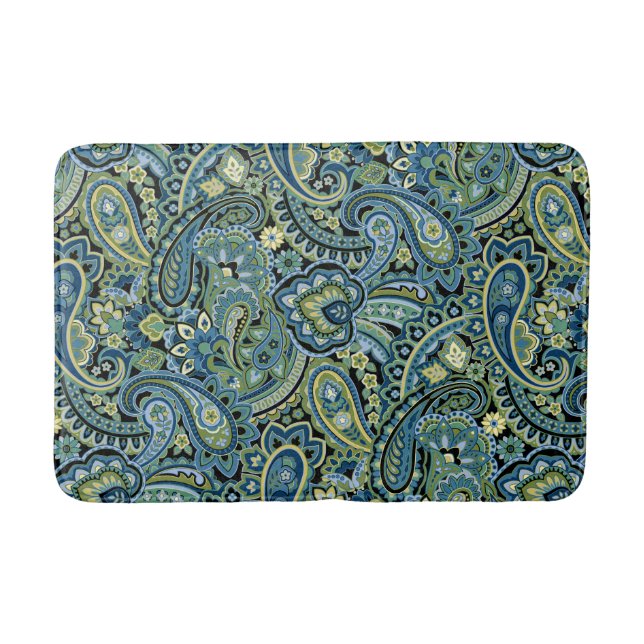 Paisley skoggrön badrumsmatta (Framsidan)