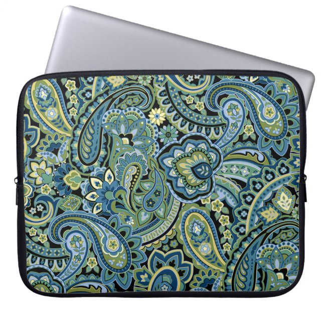Paisley Skoggrön Laptop Fodral (Framsidan)
