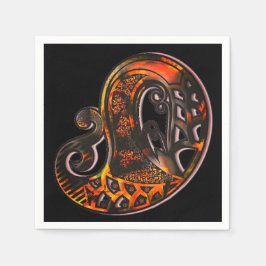 Paisley sköldpaddsskal orange svart boho pappersservett