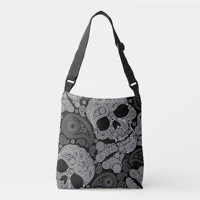 Paisley Skull Black Axelväska (Framsida)