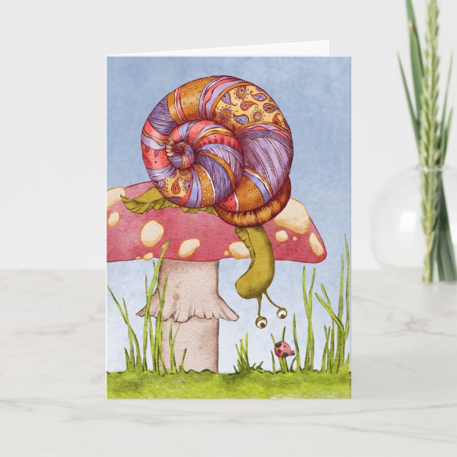 Paisley snigel toadstool ladybug hej vän kort (Framsida)