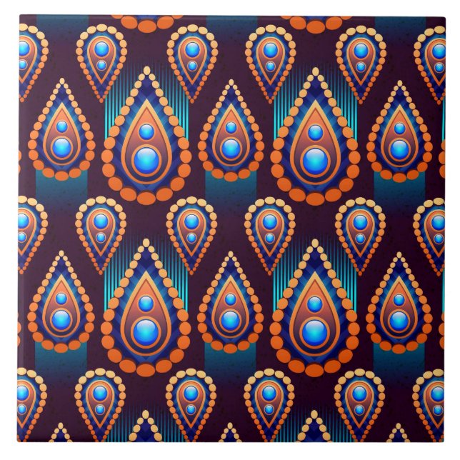 Paisley som Colorful Jewel Mönster Kakelplatta (Framsidan)