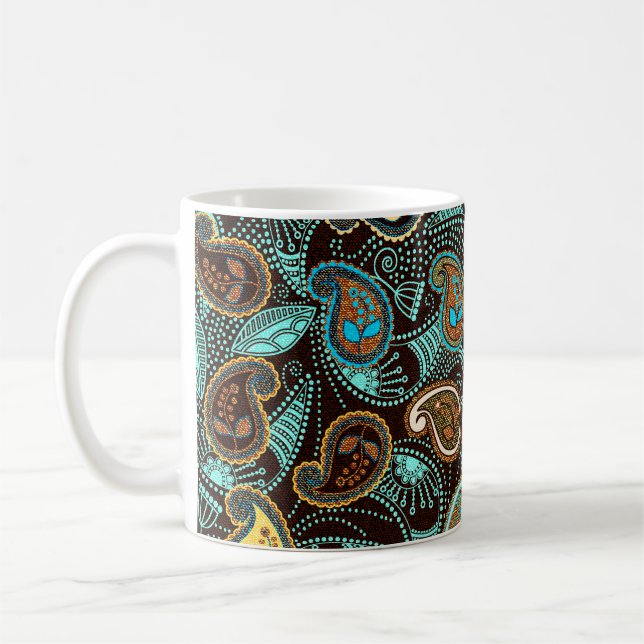 Paisley, sömlös mönster, jeans struktur, effekt  kaffemugg (Vänster)