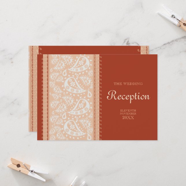 Paisley Spice Bröllopsmottagning Inbjudningar (Fram/Back In Situ)