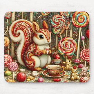 ~ Paisley Squirrel ~ tea party ~ Mousepad Musmatta