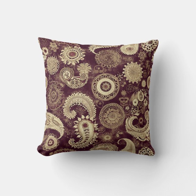Paisley Steampunk Dekorativ kudde (Framsida)
