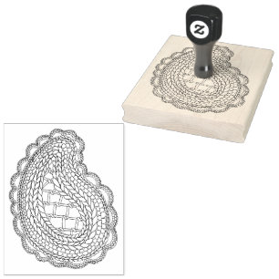 PAISLEY STICKA 4" x 5" Rubber Frimärke / Lodrät Stämpel